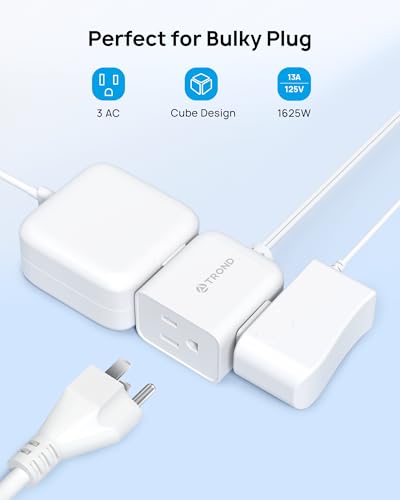 2 Prong to 3 Prong Extension Cord 10ft (10 ft / Rightward 2 Prong / White)