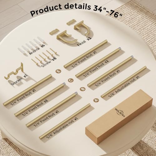 Double Curtain Rod 34 (Gold / 34"-76")