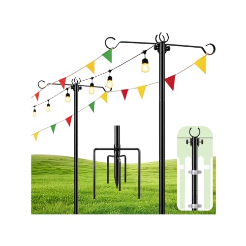 Outdoor String Light Poles 10 ft with Detachable Side Crossbars