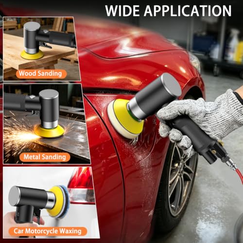 1/2/3 Inch Random Orbital Air Sander, Mini Da Sander for Auto Body Work, High Speed Pneumatic Sander for Metal & Woodworking/Car Polishing Waxing/DIY Projects