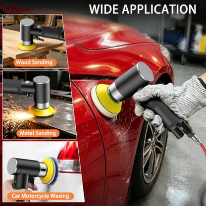1/2/3 Inch Random Orbital Air Sander, Mini Da Sander for Auto Body Work, High Speed Pneumatic Sander for Metal & Woodworking/Car Polishing Waxing/DIY Projects
