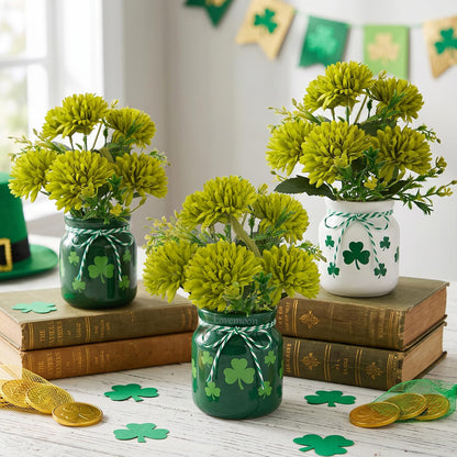 12Pcs Artificial Chrysanthemum Flowers (Green)