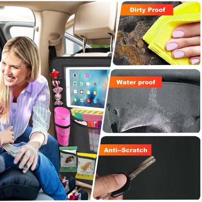 2 Pack Car Backseat Organizer Car Seat Organizer Back Seat Protector (Black / 2 Pack without Food Tray)
