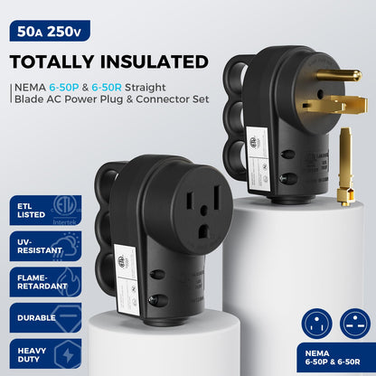 2 Set ETL Listed NEMA 6 (Black)