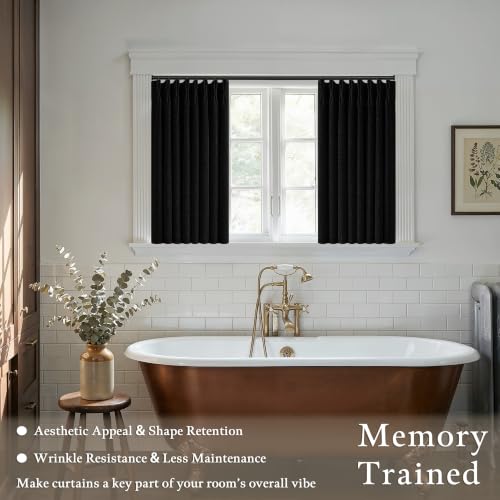 Black 100% Blackout Small Kitchen Window Curtains 36 Inch Length W50xL36 (Black / 50"W x 36"L (Pack of 2))