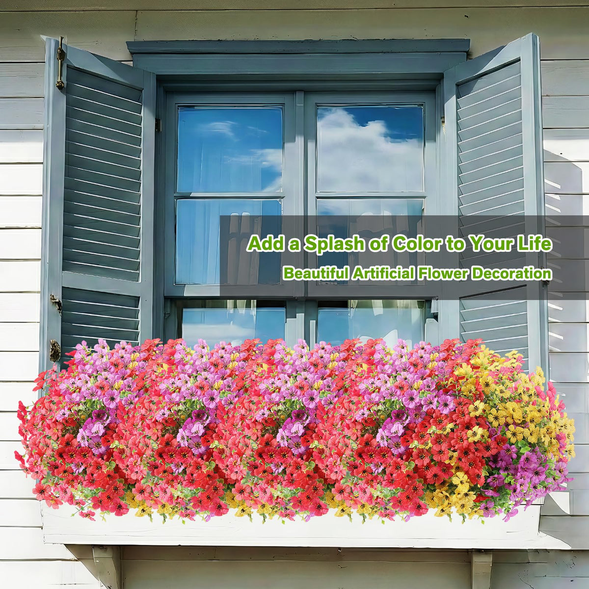 Artificial Flowers Fake Plants for Outdoors Summer Decoration (Mixed2 / Artificial Flowers(13 Pcs))