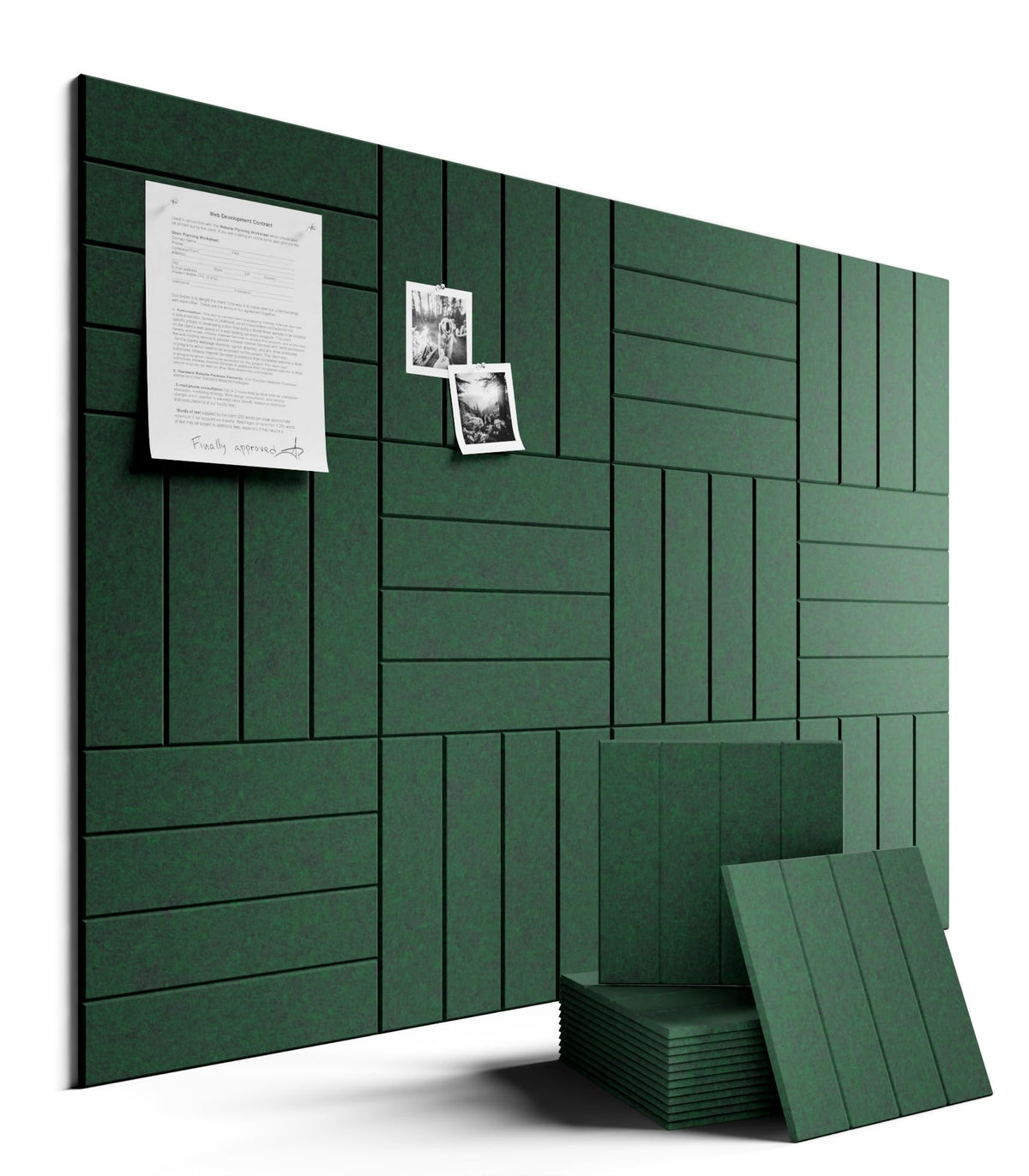 Felt Bulletin Board & Cork Board Alternative 48'' x 36'' (Christmas Green-1 / Bold-stripe 12-pack)