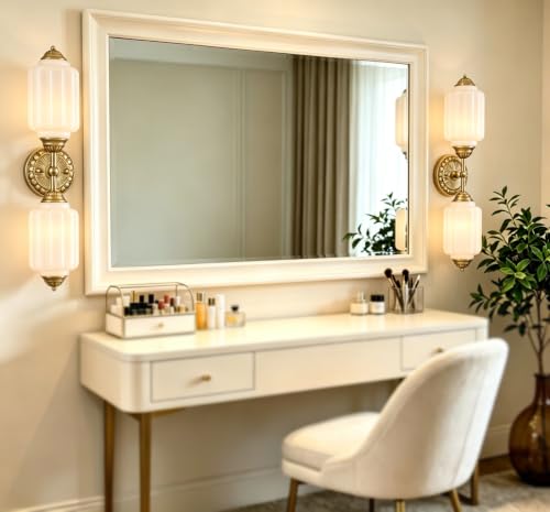 Vintage Milk Glass Gold Wall Sconce with Brass Finish