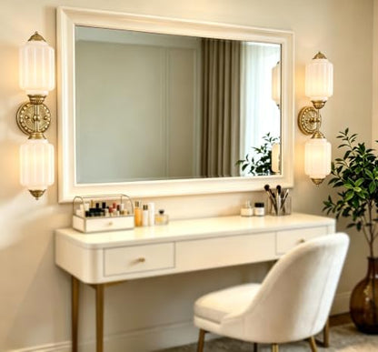 Vintage Milk Glass Gold Wall Sconce with Brass Finish