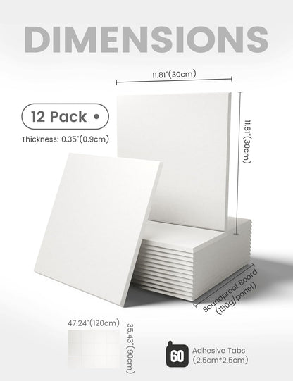 Felt Bulletin Board & Cork Board Alternative 36'' x 24'' (Milky White-1 / Solid tile 12-pack)