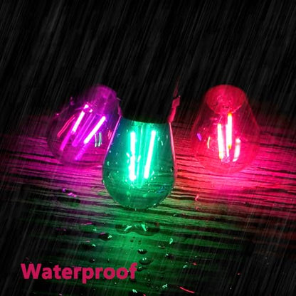 S14 LED Shatterproof 2 Watt String Light Bulbs Plastic Waterproof E26 Base Filament Edison Outdoor Replacement Christmas Light Bulbs