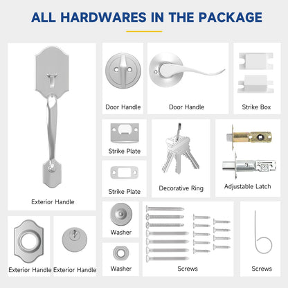 Front Door Handle and Deadbolt Set (Satin Nickel / 9913)