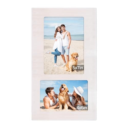 4x6 and 5x7 Collage Picture Frame (Rustic White / 7.5x13in (1Pack))