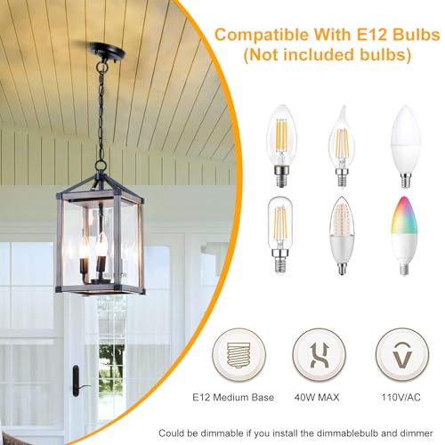 Outdoor Pendant Light Fixture with Dusk to Dawn Sensor