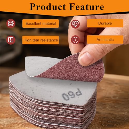 110Pcs Oscillating Tool Sanding Pads Kit Triangle Sanding Pads and Finger Sanding Pad Fit for Finishing Wood Plaster Metal Leather