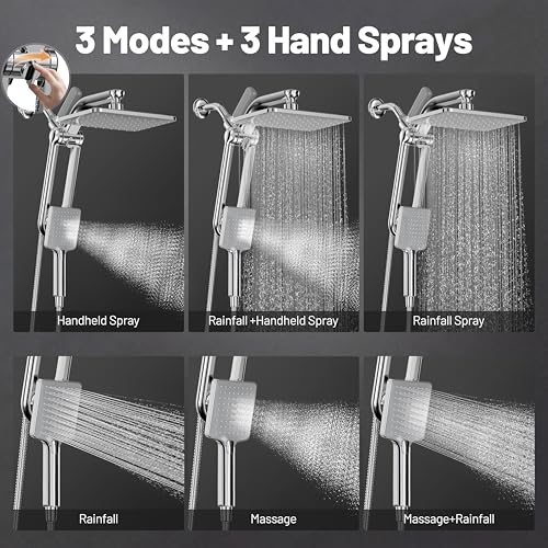 Dual Filtered Rainfall Handheld Showerhead Spray Combo for Bathroom (Chrome)