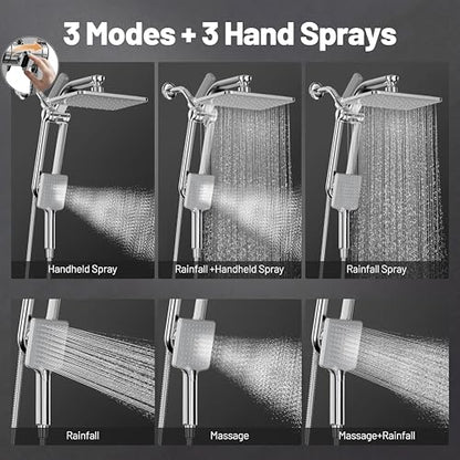 Dual Filtered Rainfall Handheld Showerhead Spray Combo for Bathroom (Chrome)