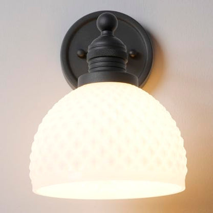Vintage Black Vanity Lights for Bathroom with Milk Glass (1-Black)