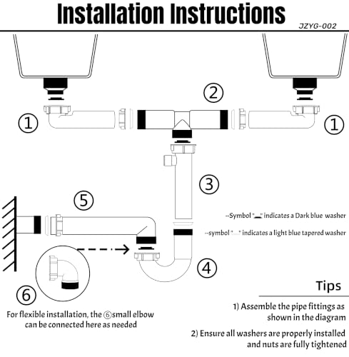 1-1/2" Double Kitchen Sink Drain Kit with P-Trap, PP Material