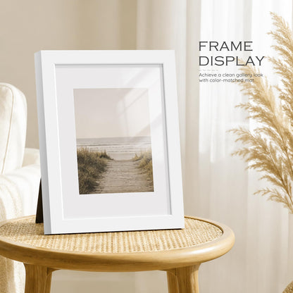 11x14 White Wooden Picture Frame (White Frame White Mat / 11x14)