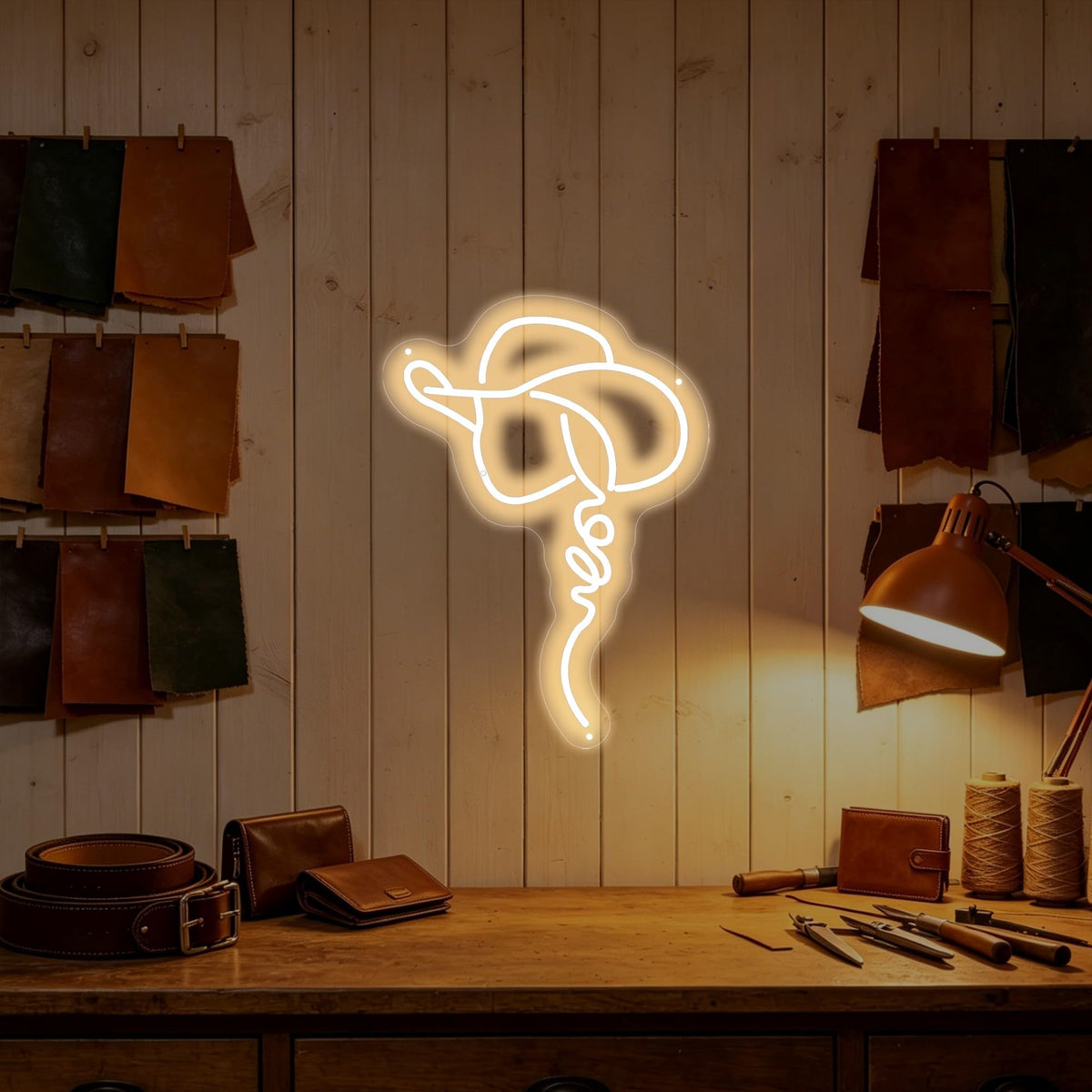 Cowgirl Hat Neon Sign Western Rodeo Rustic Bar Bedroom Decor (Western Art Cowgirl)