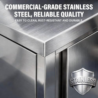 Commercial Grade Backless Stainless Steel Worktable with Cabinet