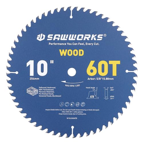10" 60T Thin Kerf Circular Saw Blade Woodworking Fine Finish (10 In 60T)