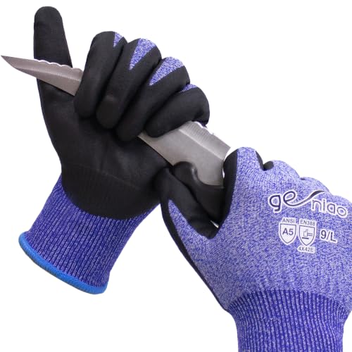 Cut Resistant Work Gloves With Grip for Men and Women ANSI 5 Safety Gloves for Gardening Fishing Cutting Construction
