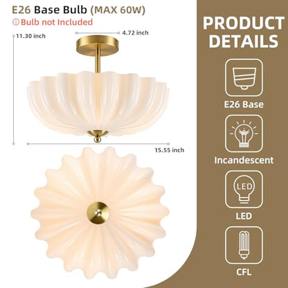 Gold Semi Flush Mount Ceiling Light (Gold)