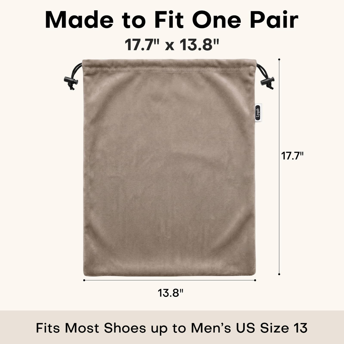 4 Pack Velvet Cloth Shoe Bags for Travel & Packing for Women & Men (Taupe)