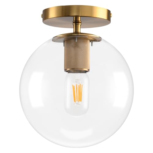 Semi Flush Mount Ceiling Light Fixture with 8in Globe Glass