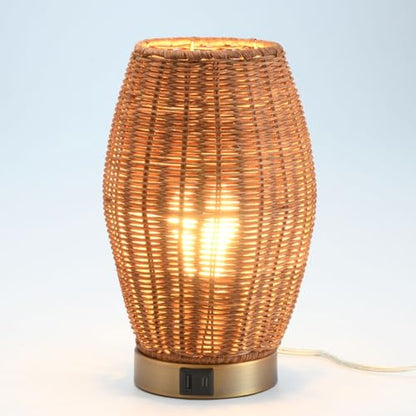 Boho Style Rattan Table Lamp