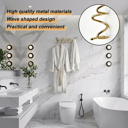 Wavy Wall Mount Coat Rack (Gold-1P / 11.4" x 2.95" (29cm x 7.5cm))
