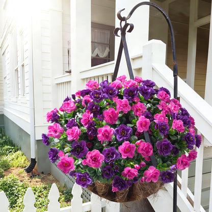 Artificial Faux Outdoor Flowers Plants for Spring Summer Decoration (Purple+fuchsia)