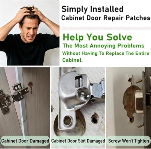 Cabinet Hinge Repair Plate Stainless Steel Hinge Repair Brackets Kit for Kitchen Cupboard Door with Fixing Screws