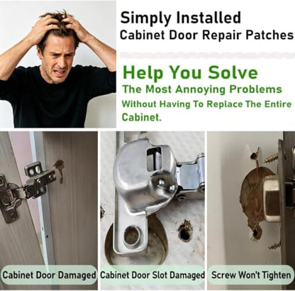 Cabinet Hinge Repair Plate Stainless Steel Hinge Repair Brackets Kit for Kitchen Cupboard Door with Fixing Screws
