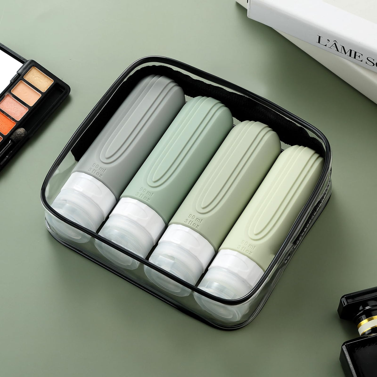 Travel Bottles for Toiletries (Mint-Grey-3oz)