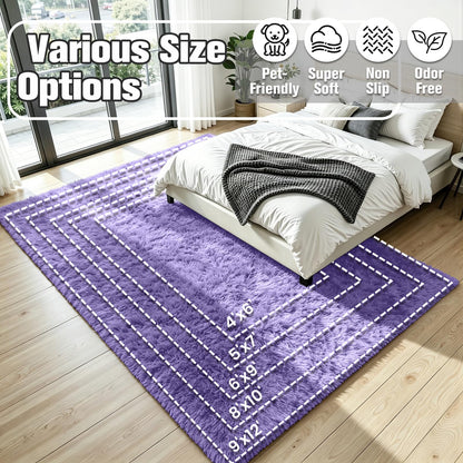 8x10 Fluffy Area Rug for Living Room (Purple / 8' x 10' (Rectangular))