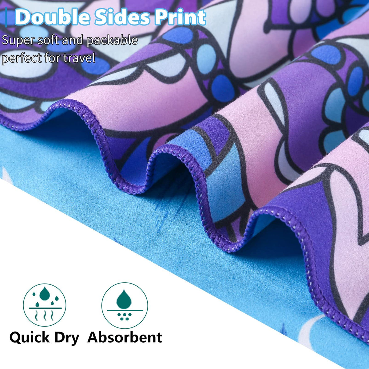 Microfiber Beach Towel Extra Large 71x32 inches 4 Pack Bulk (Mandala Turtle Strip / 71 x 32 Inches)