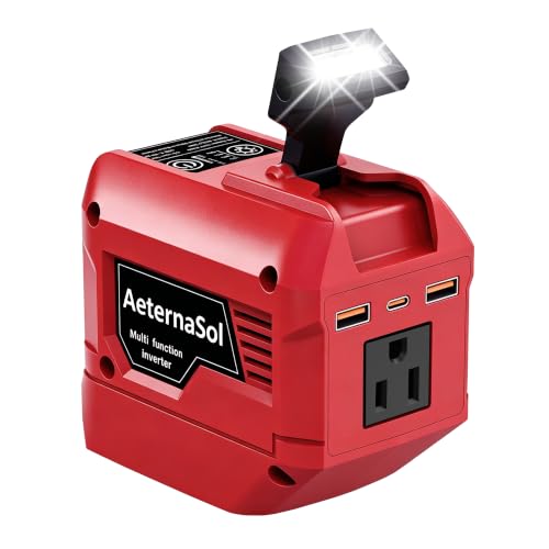 250W Power Inverter Compatible with Milwaukee 18V Battery (Red / 1)