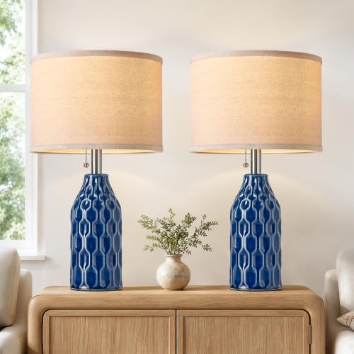 Modern Ceramic Table Lamps Set of 2 for Living Room Bedroom