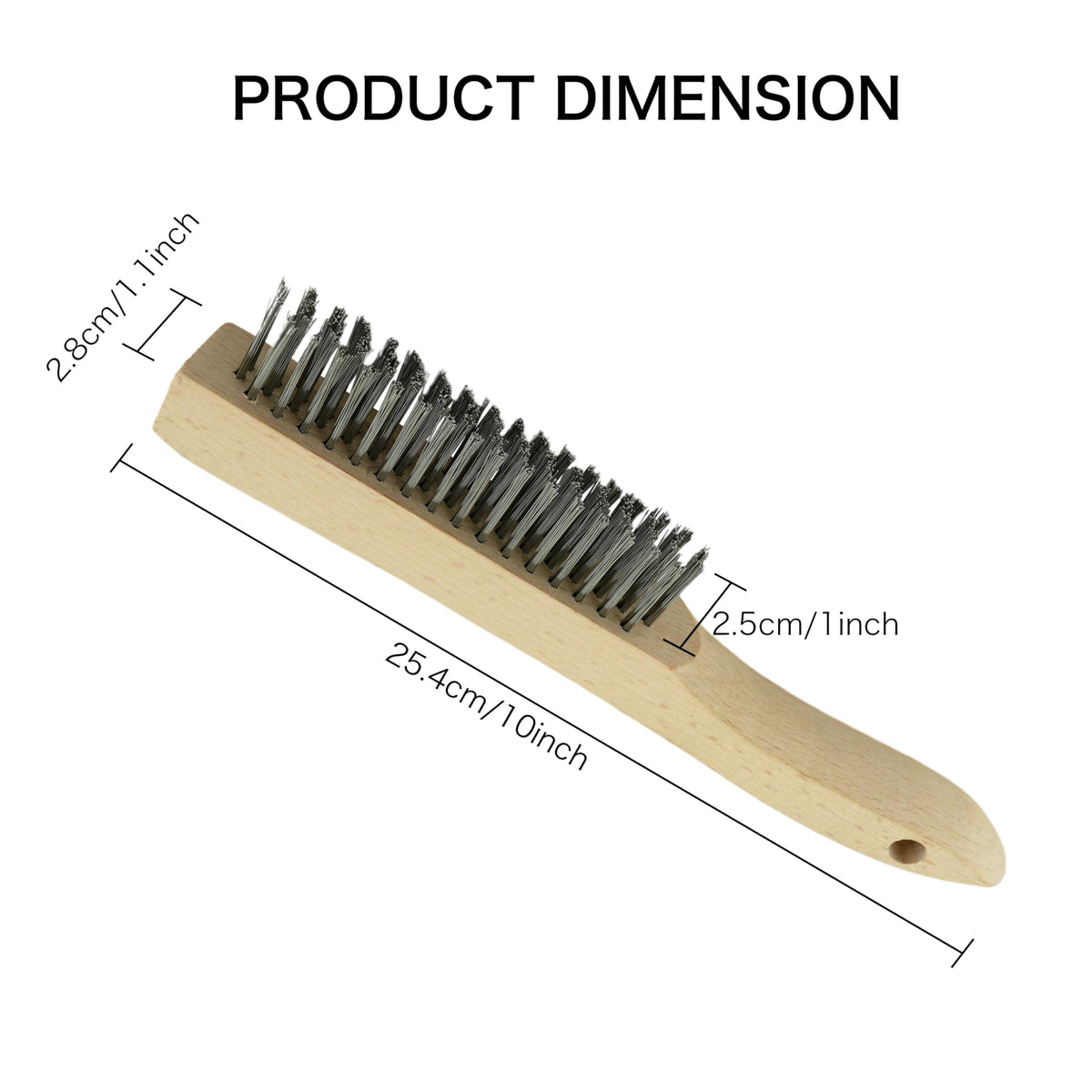 Stainless Steel Wire Brushes 2pcs with 10" Beech Wood Shoe Handle