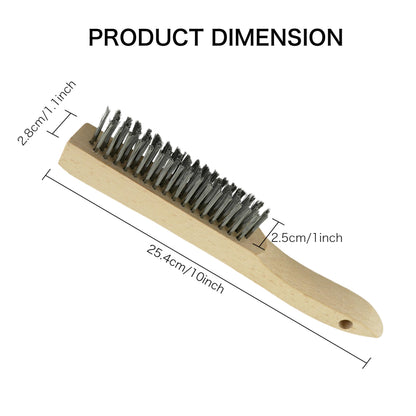 Stainless Steel Wire Brushes 2pcs with 10" Beech Wood Shoe Handle