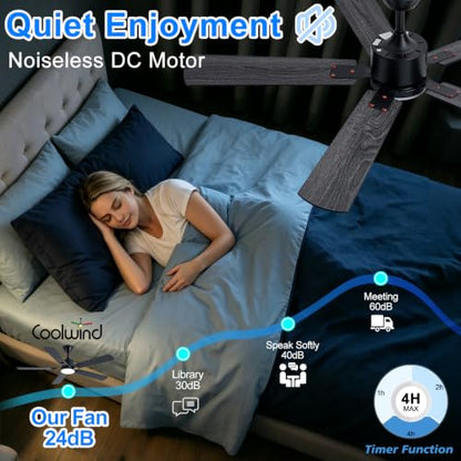 Black Ceiling Fan with Display Remote (Black SY39-52IN)