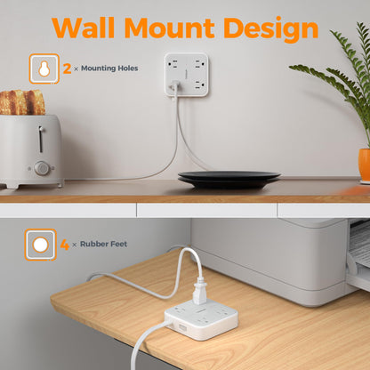 Extension Cord 5 Ft (5FT(1875W) / Grey & Surge Protector)