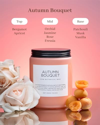 Autumnbouquet Scented Candle Floral Woody Scent for Fall Home Decor (Large Jar / Autumn Bouquet)