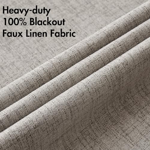 100% Blackout Linen Curtains for Bedroom 42x90 Inches Warm Taupe (Warm Taupe / 42"W x 90"L (Pack of 2))