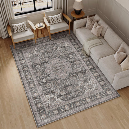 9x12 Washable Area Rug Black Grey Vintage Rug for Living Room (Black/Grey / 9' x 12' (Rectangular))