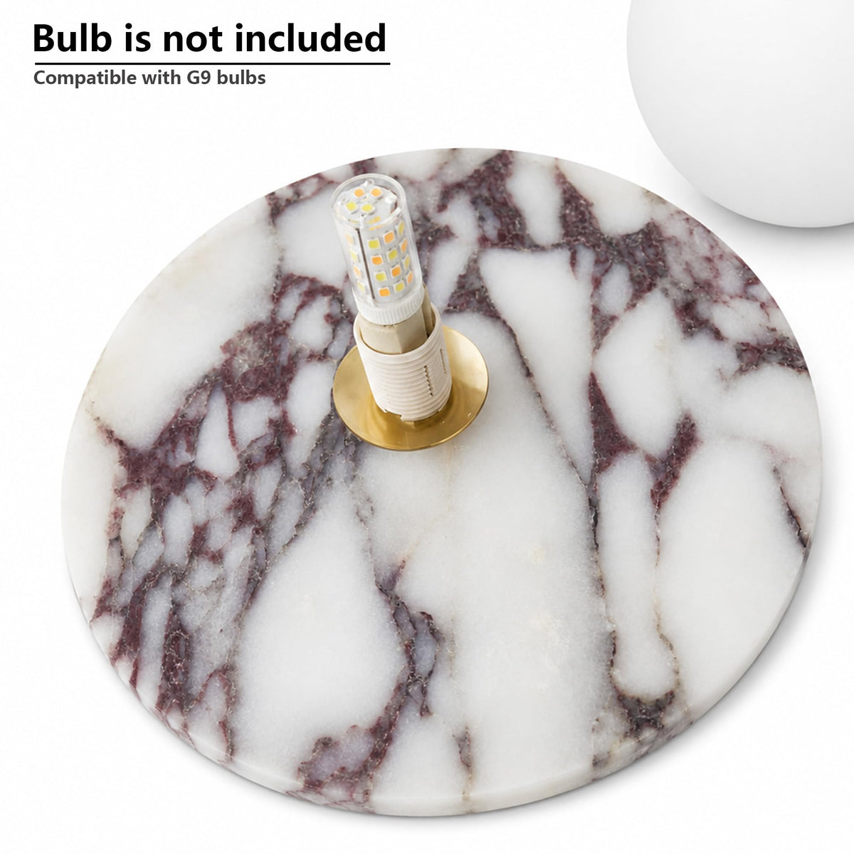 7.9 Inch Natural Alabaster Wall Sconce Milk Glass Globe G9 Hardwired Light (Calacatta Viola)