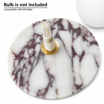 7.9 Inch Natural Alabaster Wall Sconce Milk Glass Globe G9 Hardwired Light (Calacatta Viola)